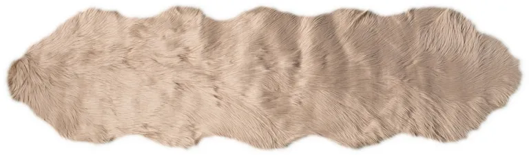 Taupe Faux Fur Washable Non Skid Area Rug Photo 1