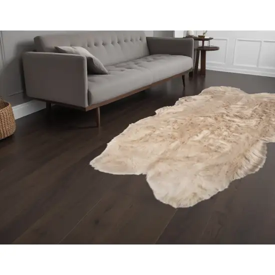 Taupe Faux Fur Washable Non Skid Area Rug Photo 1