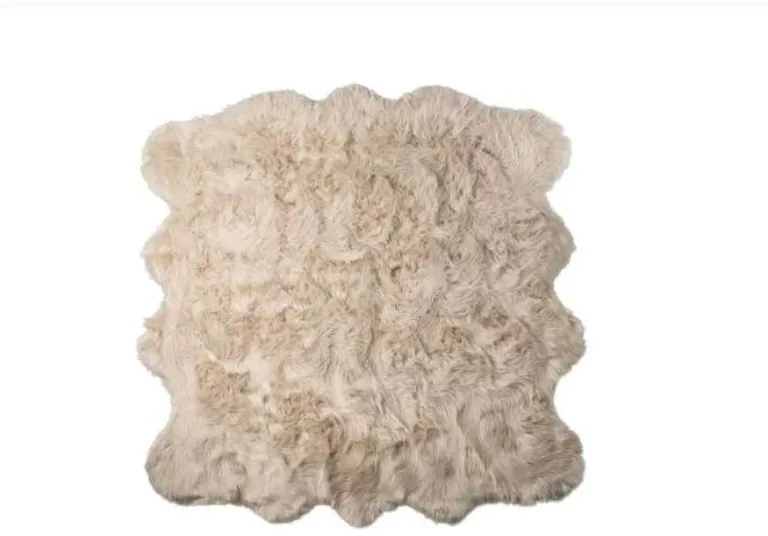 Taupe Faux Fur Washable Non Skid Area Rug Photo 1