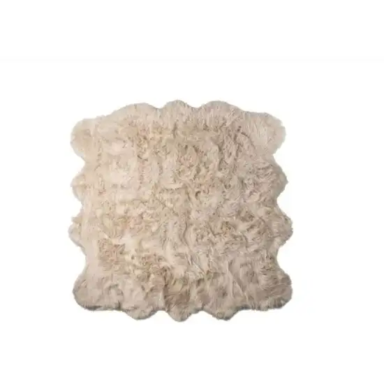 Taupe Faux Fur Washable Non Skid Area Rug Photo 1