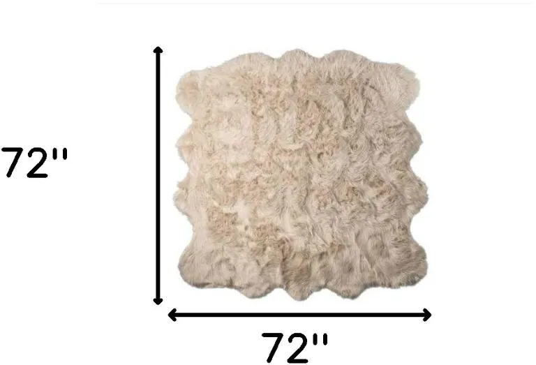 Taupe Faux Fur Washable Non Skid Area Rug Photo 4