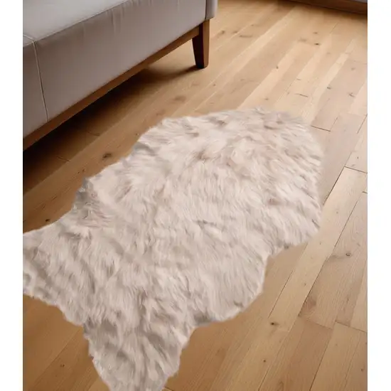 Taupe Faux Sheepskin Machine Tufted Non Skid Area Rug Photo 1