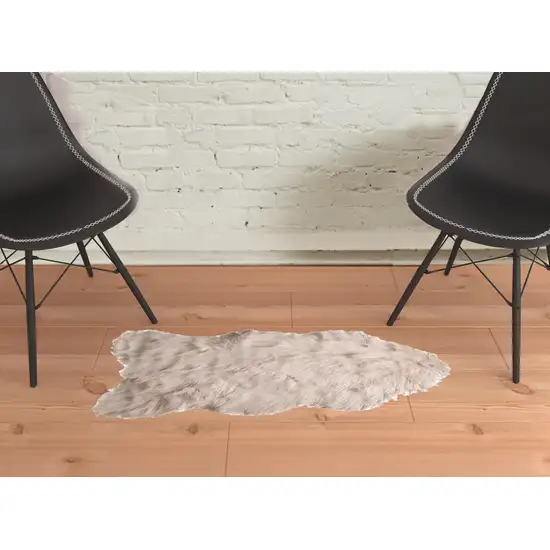 Taupe Faux Sheepskin Machine Tufted Non Skid Area Rug Photo 2