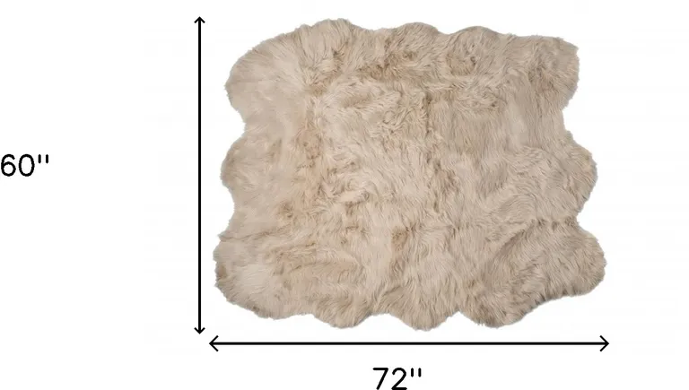 Taupe Faux Sheepskin Non Skid Area Rug Photo 4