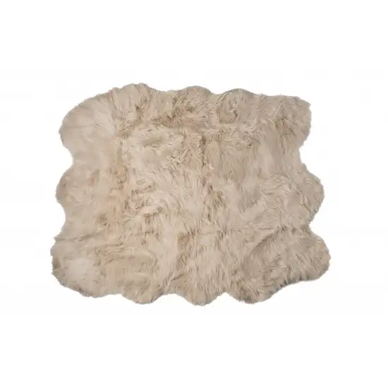 Taupe Faux Sheepskin Non Skid Area Rug Photo 3