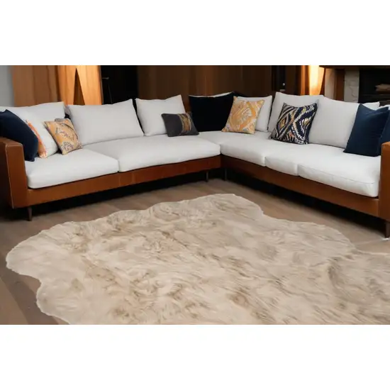 Taupe Faux Sheepskin Non Skid Area Rug Photo 1