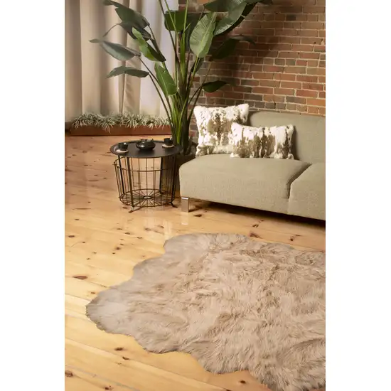 Taupe Faux Sheepskin Non Skid Area Rug Photo 1