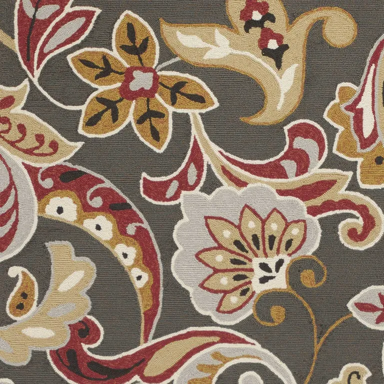 Taupe Floral UV Treated Area Rug Photo 3