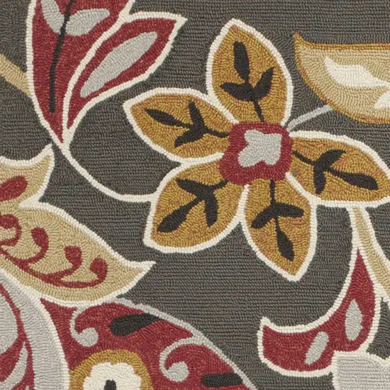 Taupe Floral UV Treated Area Rug Photo 2