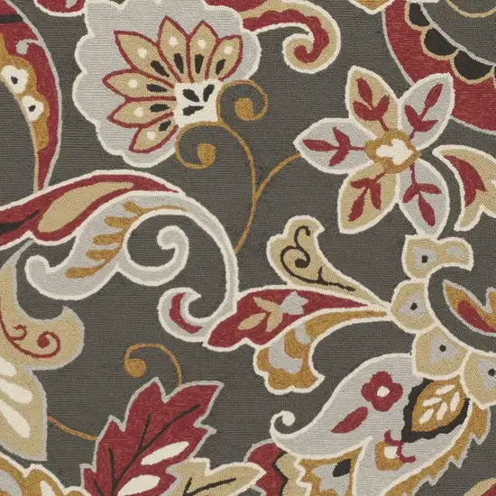 Taupe Floral Uv Treated Area Rug Photo 5