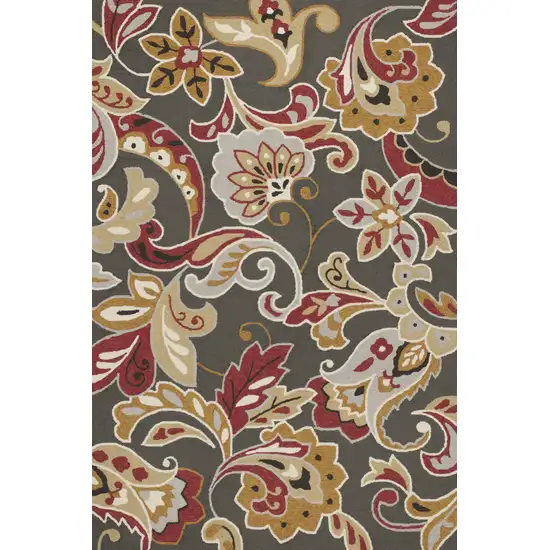 Taupe Floral UV Treated Area Rug Photo 1