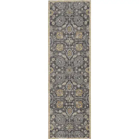 Taupe Floral Vine Bordered Wool Indoor Area Rug Photo 2