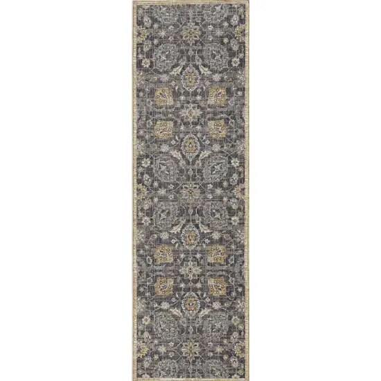 Taupe Floral Vine Bordered Wool Indoor Area Rug Photo 1