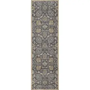 Photo of Taupe Floral Vine Bordered Wool Indoor Area Rug