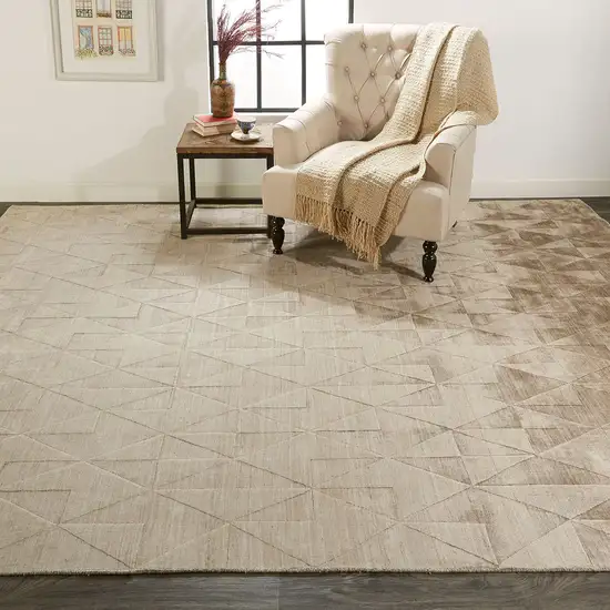 Taupe Geometric Hand Woven Area Rug Photo 7