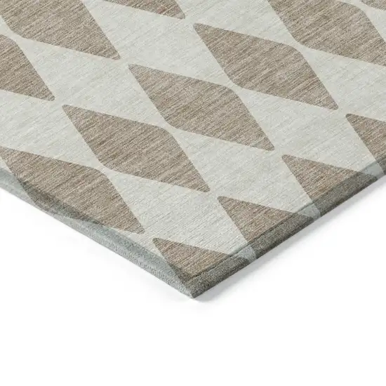 Taupe Geometric Washable Indoor Outdoor Area Rug Photo 4