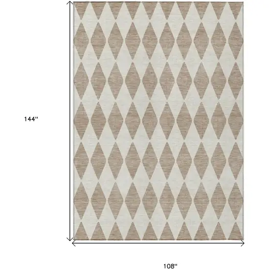 Taupe Geometric Washable Indoor Outdoor Area Rug Photo 3