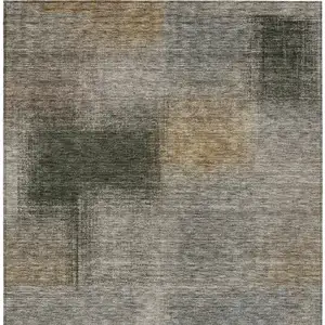 Photo of Taupe Gray And Beige Abstract Washable Indoor Outdoor Area Rug