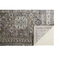 Photo of Taupe Gray And Blue Floral Stain Resistant Area Rug