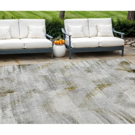 Taupe Gray And Brown Abstract Washable Indoor Outdoor Area Rug Photo 1