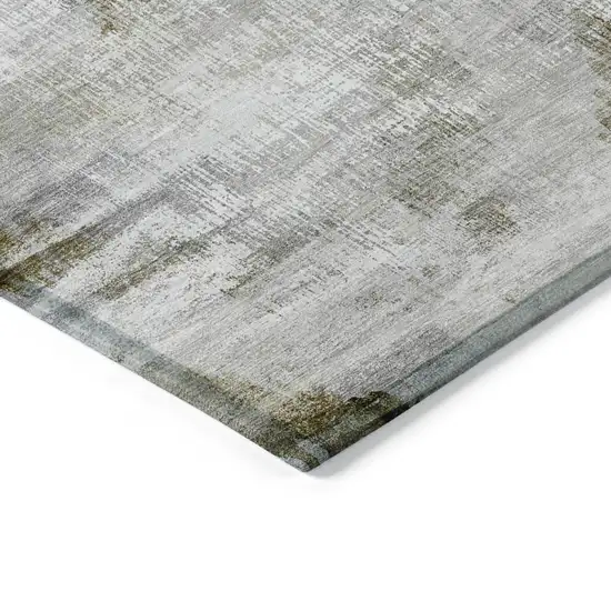 Taupe Gray And Brown Abstract Washable Indoor Outdoor Area Rug Photo 5