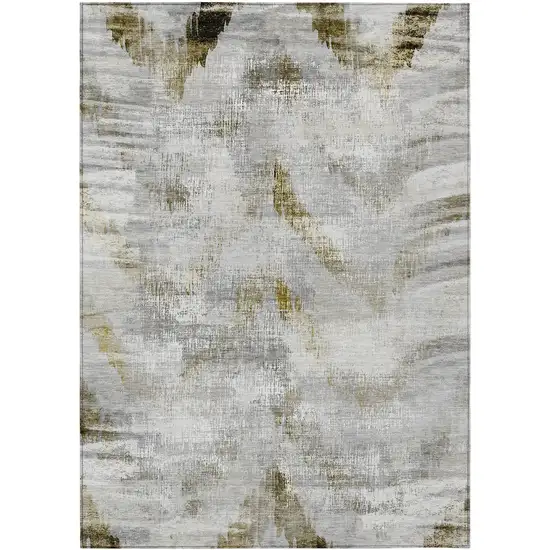 Taupe Gray And Brown Abstract Washable Indoor Outdoor Area Rug Photo 2