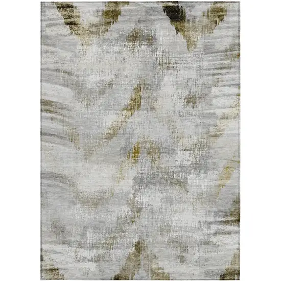 Taupe Gray And Brown Abstract Washable Indoor Outdoor Area Rug Photo 6