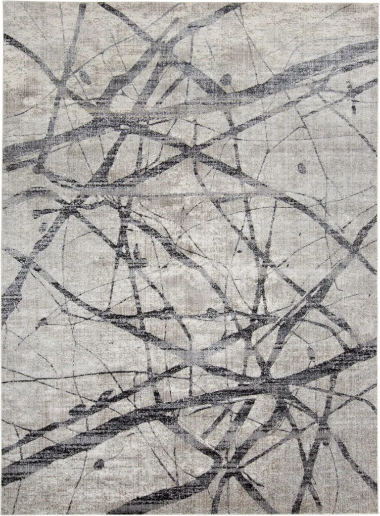 Taupe Gray And Ivory Abstract Stain Resistant Area Rug Photo 1