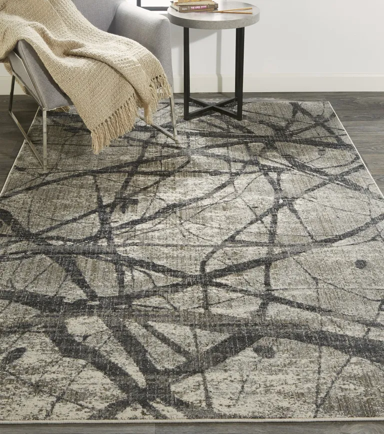 Taupe Gray And Ivory Abstract Stain Resistant Area Rug Photo 2