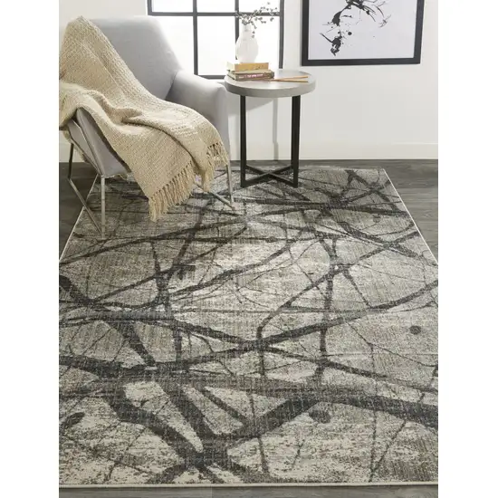 Taupe Gray And Ivory Abstract Stain Resistant Area Rug Photo 3