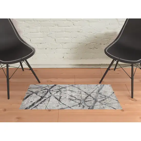 Taupe Gray And Ivory Abstract Stain Resistant Area Rug Photo 2