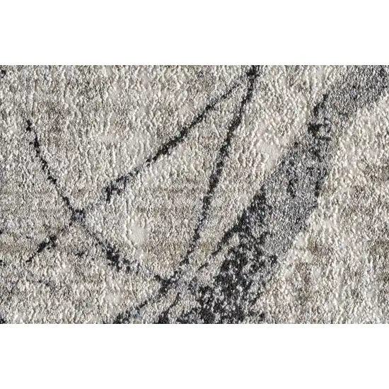 Taupe Gray And Ivory Round Abstract Stain Resistant Area Rug Photo 6