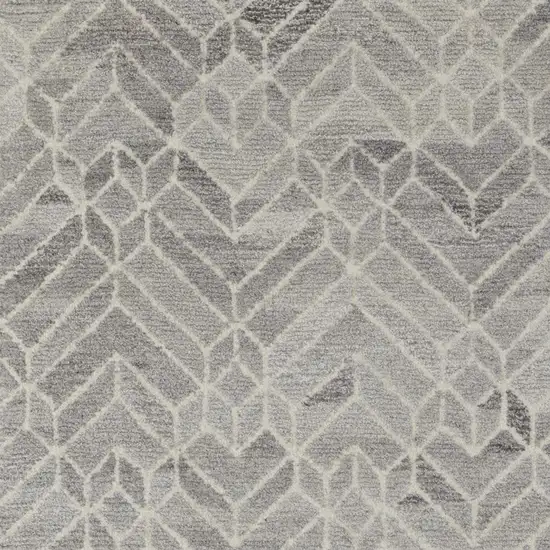 Taupe Gray And Ivory Wool Geometric Tufted Handmade Area Rug Photo 3