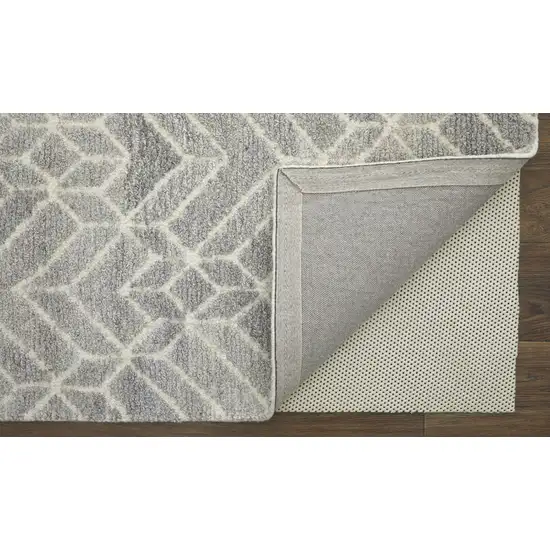 Taupe Gray And Ivory Wool Geometric Tufted Handmade Area Rug Photo 4