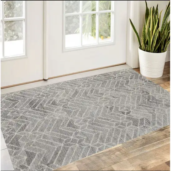 Gray and Ivory Wool Geometric Hand Tufted Area Rug Photo 1