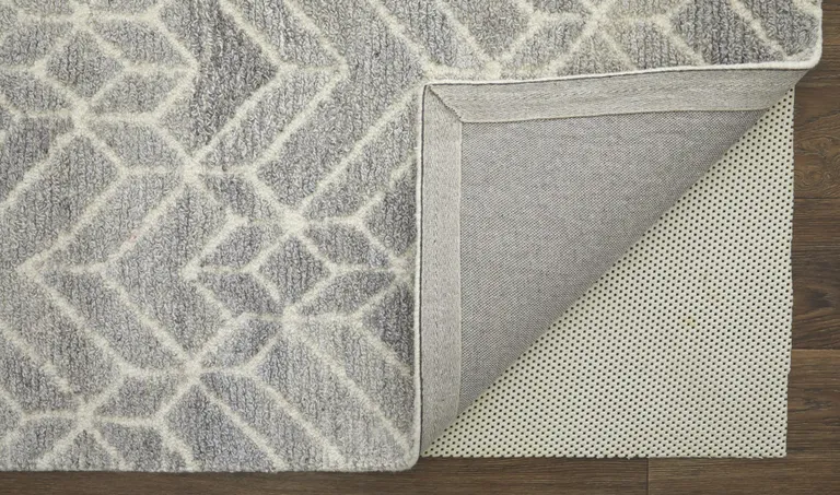 Taupe Gray And Ivory Wool Geometric Tufted Handmade Area Rug Photo 4