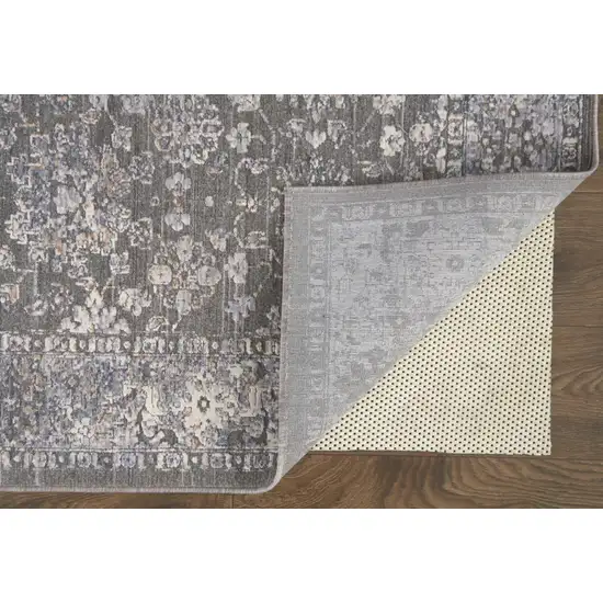 Taupe Gray And Orange Floral Power Loom Area Rug Photo 4