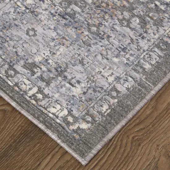 Taupe Gray And Orange Floral Power Loom Area Rug Photo 3