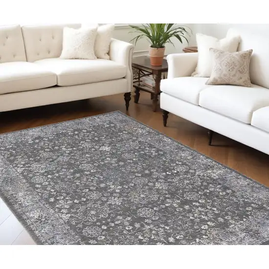 Taupe and Ivory Floral Power Loom Area Rug Photo 1