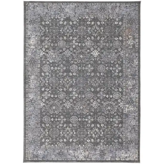 Taupe Gray And Orange Floral Power Loom Area Rug Photo 1