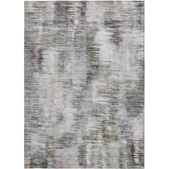 Taupe Gray And Silver Abstract Washable Indoor Outdoor Area Rug Photo 7