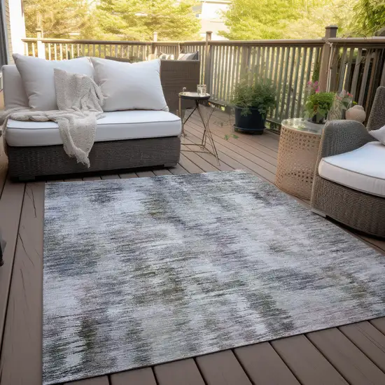 Taupe Gray And Silver Abstract Washable Indoor Outdoor Area Rug Photo 8