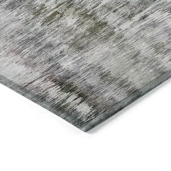 Taupe Gray And Silver Abstract Washable Indoor Outdoor Area Rug Photo 5