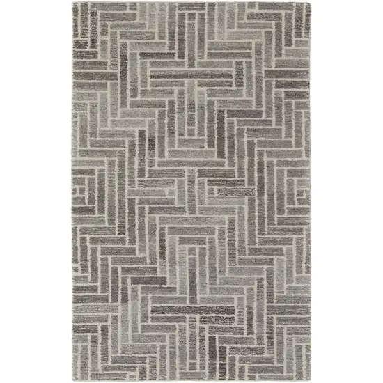 Taupe Gray And Tan Wool Geometric Tufted Handmade Area Rug Photo 1