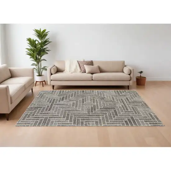 Tan and Gray Wool Geometric Hand Tufted Area Rug Photo 1