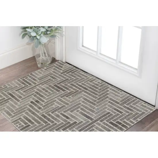 Tan and Gray Wool Geometric Hand Tufted Area Rug Photo 1