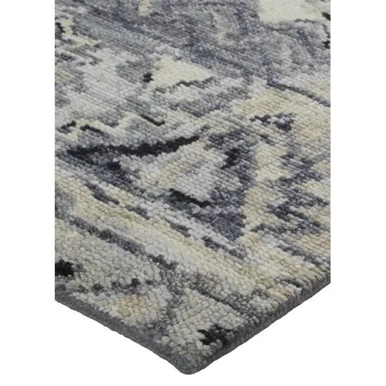 Taupe Gray and Tan Wool Geometric Hand Knotted Area Rug Photo 7