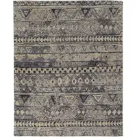 Photo of Taupe Gray and Tan Wool Geometric Hand Knotted Area Rug