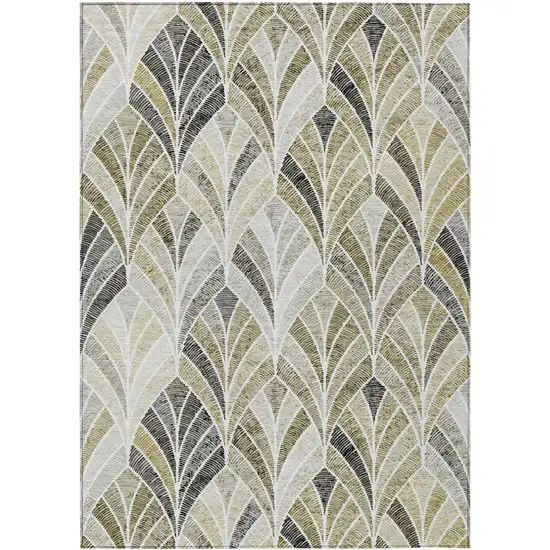 Taupe Ivory And Brown Geometric Washable Indoor Outdoor Area Rug Photo 2