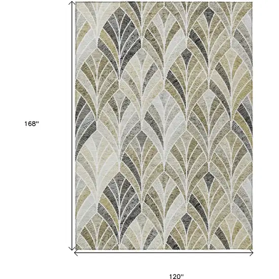 Taupe Ivory And Brown Geometric Washable Indoor Outdoor Area Rug Photo 3